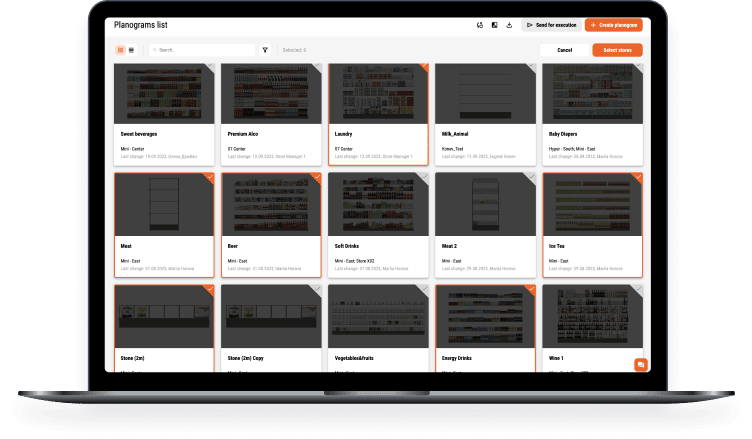 Sending planograms